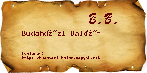 Budaházi Balár névjegykártya